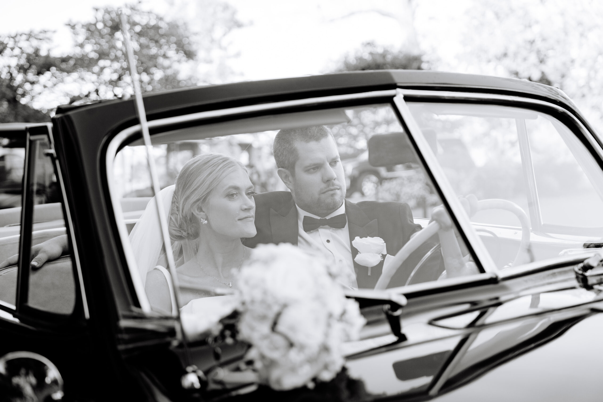 Classic Car wedding Portraits, French Lick Luxury Wedding Photographer