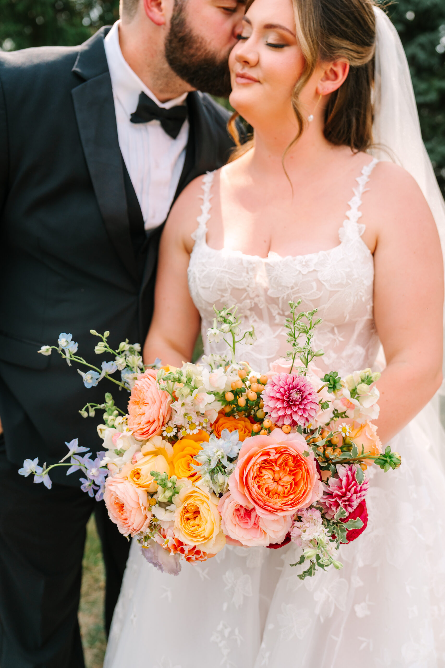 Bright and colorful wedding bouquet in Indianapolis