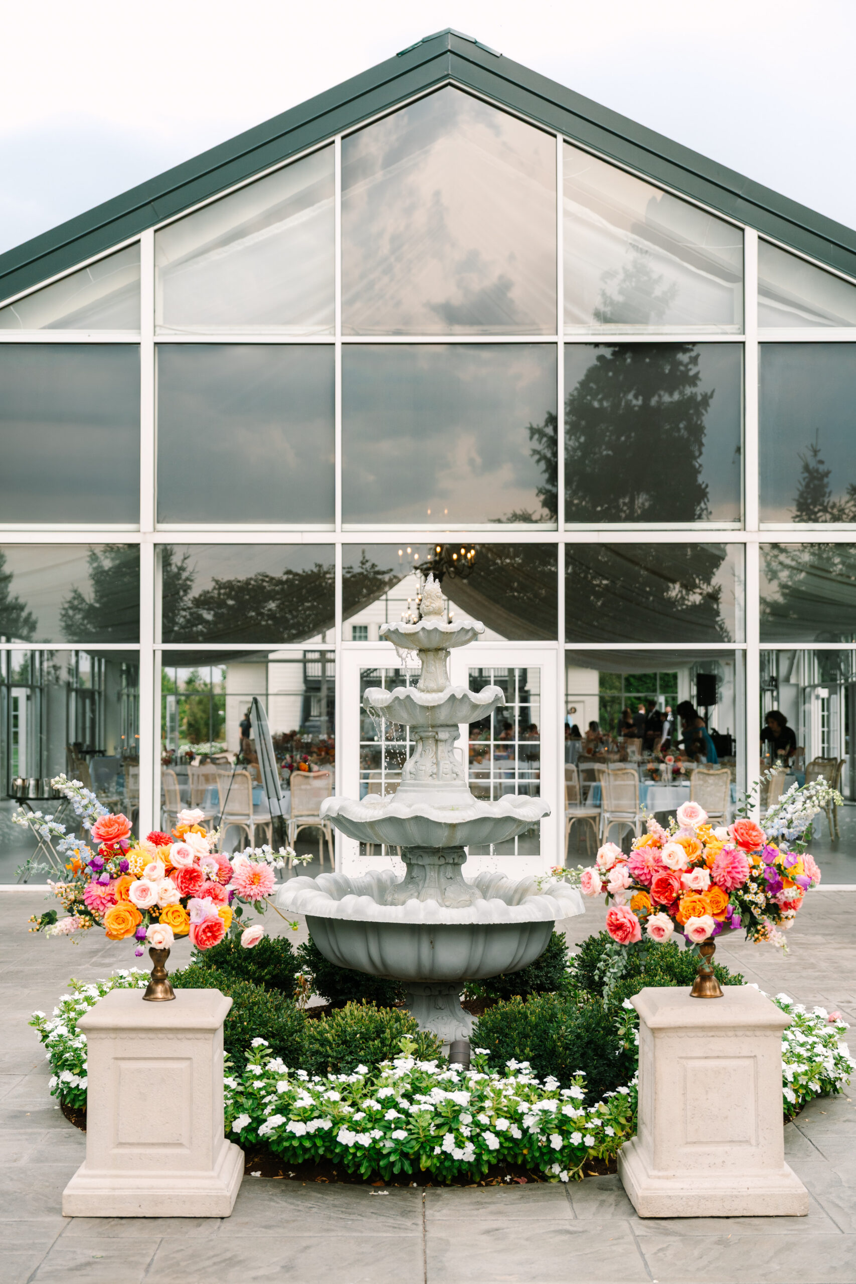 Ritz Charles wedding ceremony setup, outdoor wedding